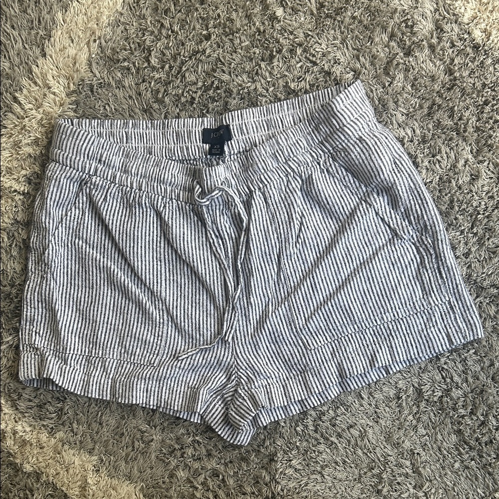 J. Crew High Waist Striped Black and White Shorts